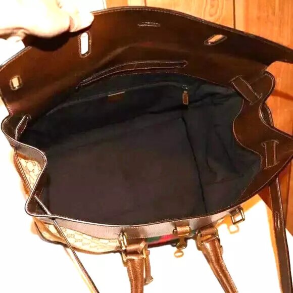 Rare Gucci Brown GG Canvas Web Travel Tote - Picture 5 of 8